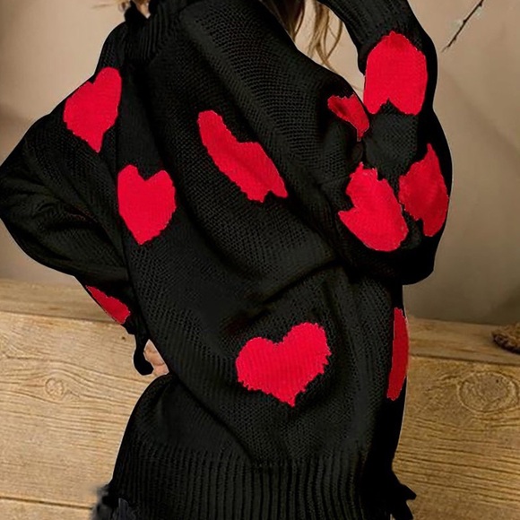 LAST SZ. S🌟Heart Print Tassel Design Sweater - Picture 4 of 8